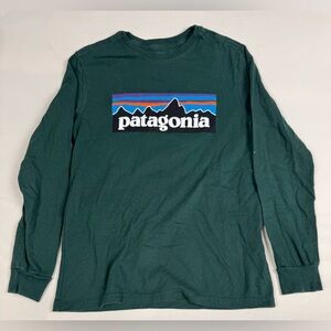 Patagonia Crewneck Long Sleeve Logo Tee Green Youths M